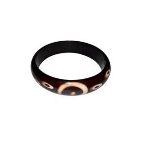 Iris Apfel & Bajalia Dark Brown Resin Bangle Bracelet White Eye Circle Pattern